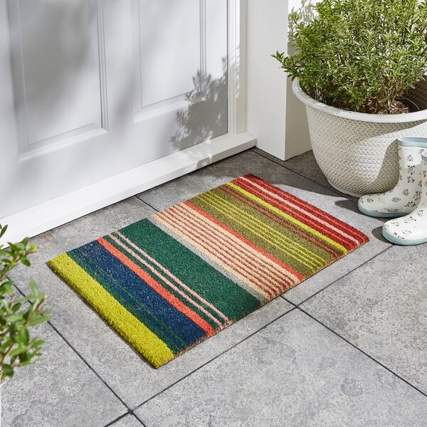Elements Stripe Coir Outdoor Doormat MultiColoured