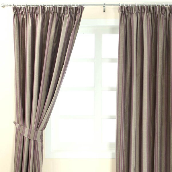 Purple Jacquard Curtain Modern Striped Design Fully Lined - 46" X 72" Drop