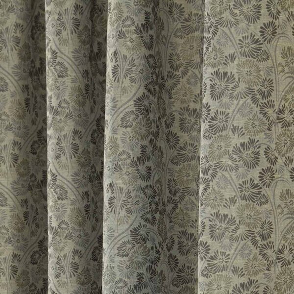 Grey Jacquard Curtain Vintage Floral Design Fully Lined - 90" X 72" Drop