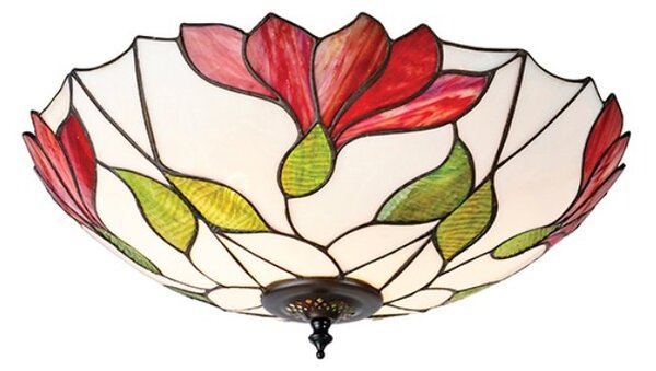 Interiors 1900 63960 Botanica Tiffany 2 Light Flush Ceiling Light In Bronze