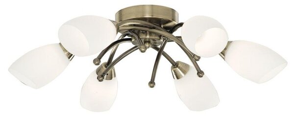 Searchlight 8186-6AB Opera 6 Light Flush Light In Antique Brass