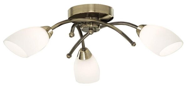 Searchlight 8183-3AB Opera 3 Light Flush Ceiling Light Antique Brass