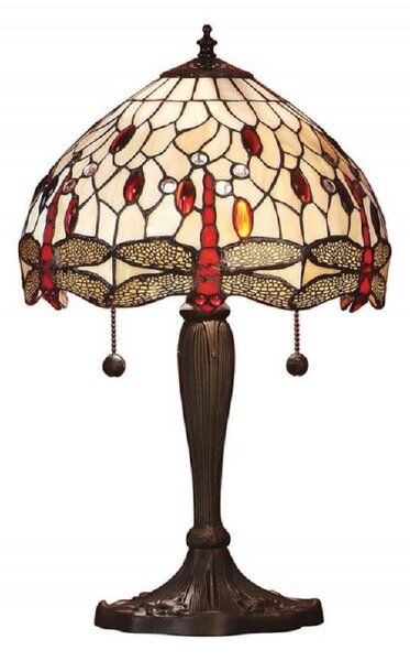 Interiors 1900 64086 Dragonfly Beige Small Table Lamp In Bronze With Shade. Product code: 64086