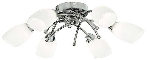 Searchlight 8186-6CC OPERA Opal 6 Light Flush Ceiling Pendant Chrome