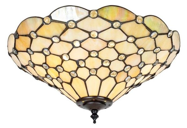 Interiors 1900 70242 Pearl Tiffany 2 Light Semi Flush Ceiling Light