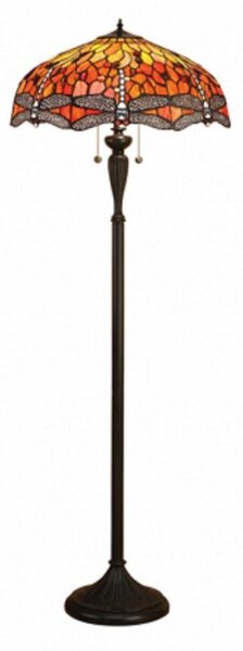 Interiors 1900 64070 Dragonfly Flame Tiffany 2 Light Floor Lamp In Bronze With Shade