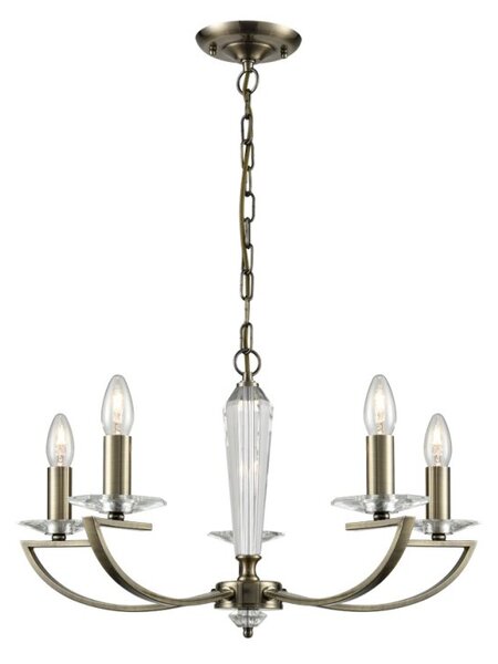 Franklite FL2242/5 Artemis Bronze 5 Light Crystal Chandelier
