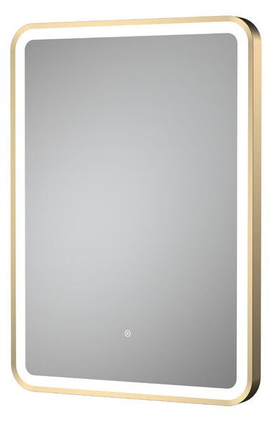 Rectangle Touch LED Framed Wall Mirror Brass