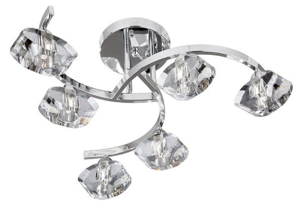Searchlight 8086-6CC Sculptured Ice Semi Flush Ceiling Light In Chrome