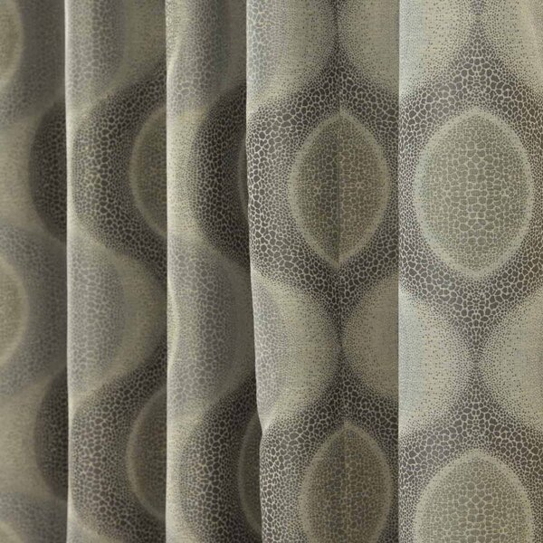 Grey Jacquard Curtain Modern Curve Design Fully Lined - 46" X 72" Drop