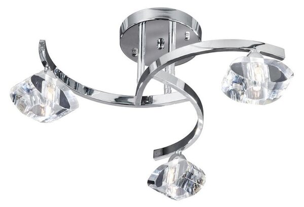 Searchlight 8083-3CC Sculptured Ice Semi Flush Ceiling Light In Chrome