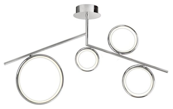 Mantra M6590 Olimpia CH 42 Watt Semi Flush Ceiling Light In Polished Chrome/Opal White - L: 1010mm