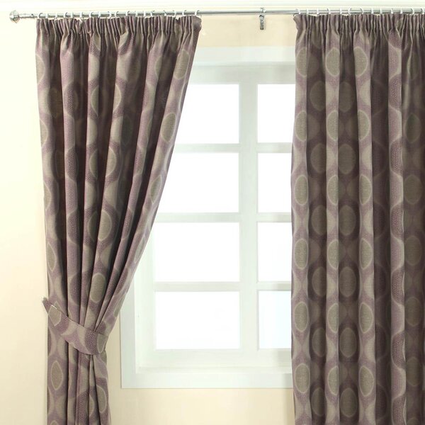 Purple Jacquard Curtain Modern Curve Design Fully Lined - 46" X 90" Drop