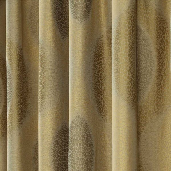 Gold Jacquard Curtain Modern Curve Design Fully Lined - 46" X 90" Drop