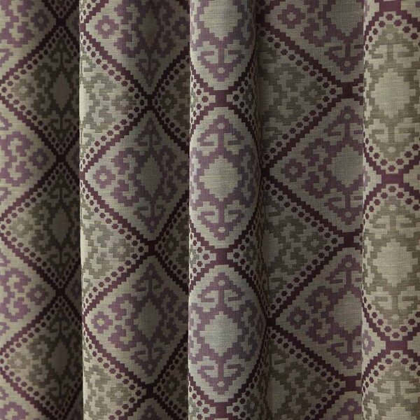 Purple Jacquard Curtain Abstract Aztec Design Fully Lined - 46" X 54" Drop