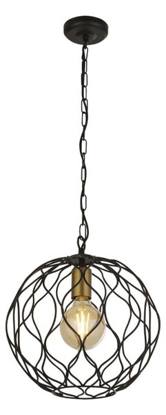 Searchlight Modern 1 Light Orb Ceiling Pendant In Matt Black And Gold