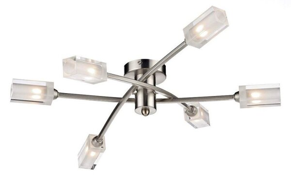 Dar MOR6446 Morgan 6 Light Satin Chrome Semi Flush Light