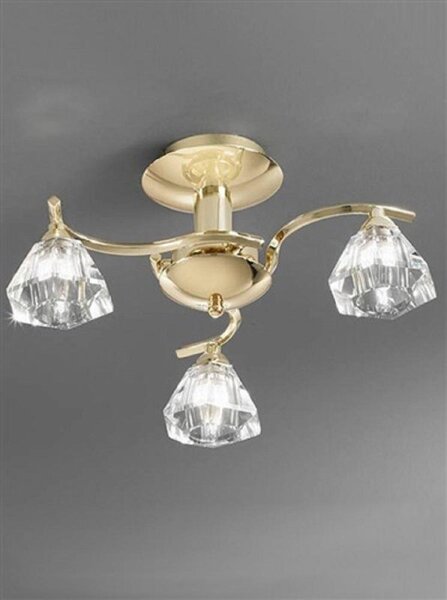 Franklite FL2230/3 Twista Brass 3 Light Semi-Flush Ceiling Lamp