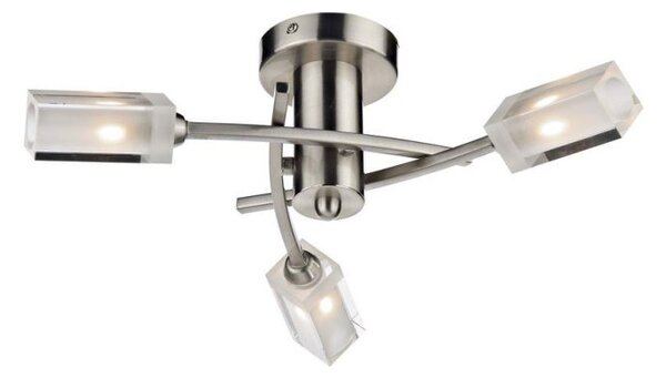 Dar MOR0346 Morgan 3 Light Satin Chrome Semi-Flush Lamp