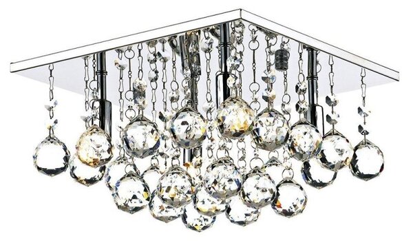 Dar ABA5250 Abacus 4 Light Chrome And Crystal Flush Lamp
