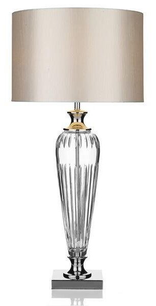 Dar HIN4208 Hinton Crystal Glass Table Lamp With Silver Shade