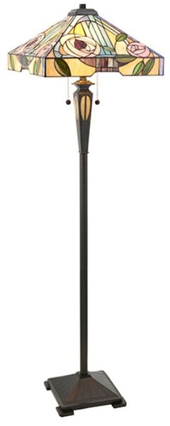 Interiors 1900 64383 Willow Tiffany 2 Light Floor Lamp With Mackintosh Rose Style