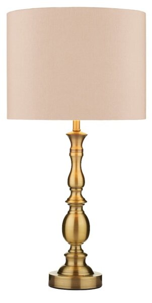 Dar MAD4275 Madrid Antique Brass Table Lamp With Shade