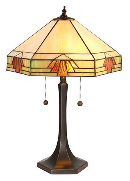 Interiors 1900 64286 Nevada Tiffany Large 2 Light Table Lamp In Natural Shades