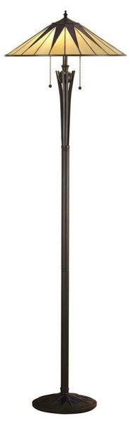 Interiors 1900 64041 Tiffany Dark Star 2 Light Floor Lamp With Shade - Height: 1560mm