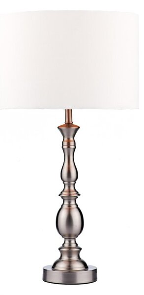 Dar MAD4246 Madrid Satin Chrome Table Lamp With Shade
