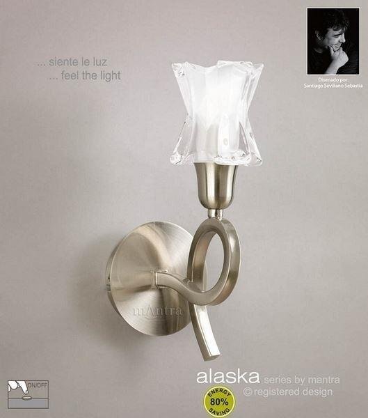 M8613SN/S Alaska Low Energy 1 Lt Switched Satin Nickel Wall Lamp