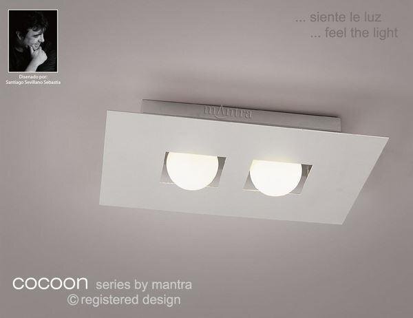 M0127 Cocoon 2 Light Silver Flush Wall Or Ceiling Lamp