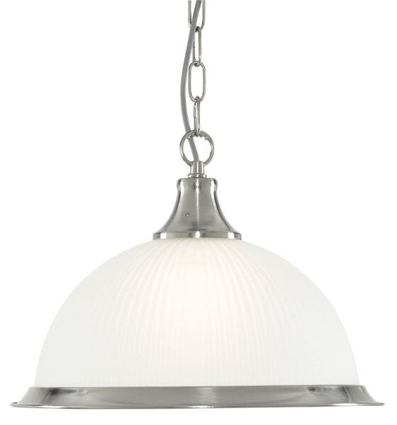 Searchlight 1044 American Diner 1 Light Ceiling Pendant Light In Satin Silver