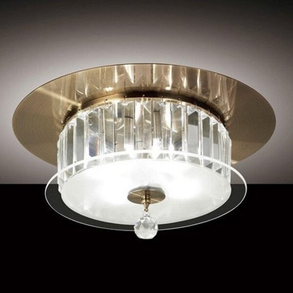IL30243 Tosca Antique Brass 4 Lt Flush Crystal Ceiling Lamp