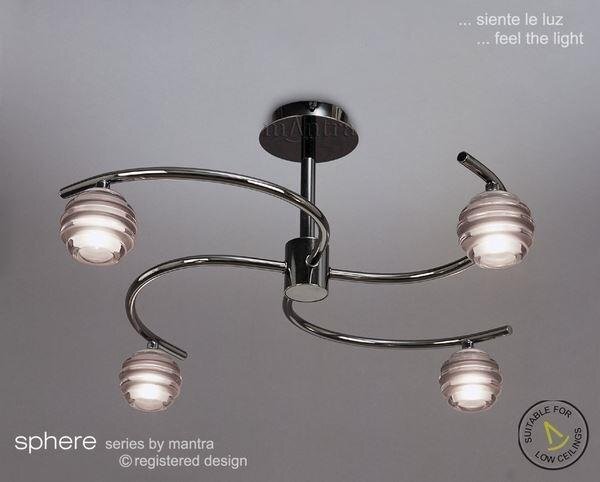 M8008 Sphere Black Chrome 4 Light Semi-Flush Ceiling Light