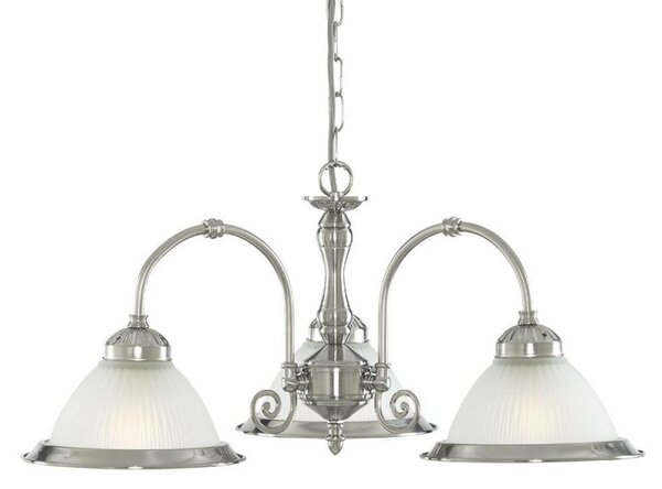 Searchlight 1043-3 American Diner Satin Silver 3 Light Ceiling Fitting In Satin Silver