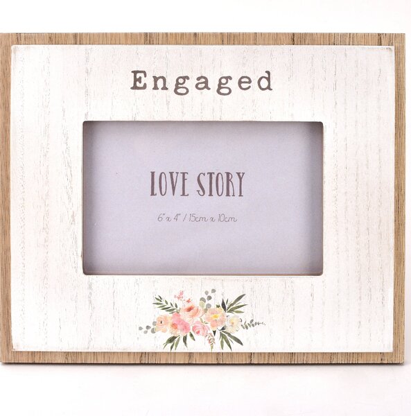 Love Story Engaged Photo Frame White