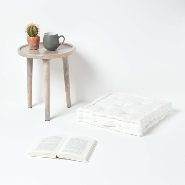 Homescapes Cotton Off White Floor Cushion, 40 x 40 cm