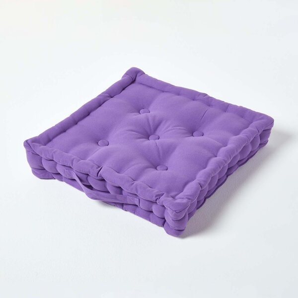 Homescapes Cotton Purple Floor Cushion, 40 x 40 cm