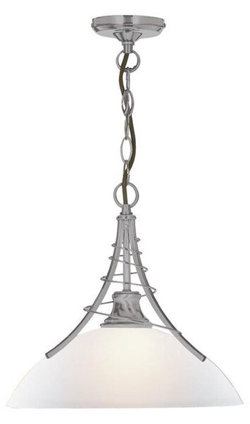Searchlight 5224SS Linea Modern Ceiling Pendant Light in Satin Silver with Glass Shade