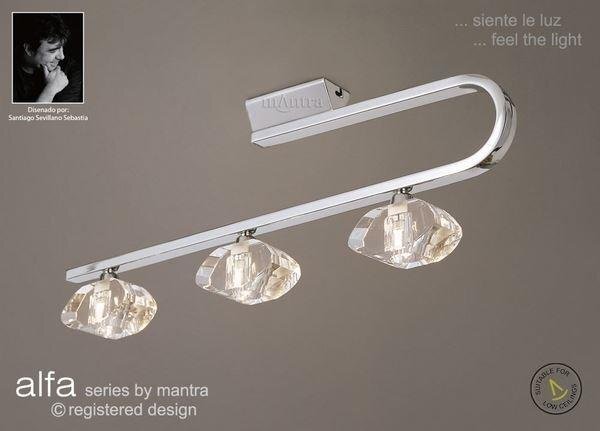 M0421PC Alfa 3 Light Polished Chrome Semi-Flush Ceiling Lamp
