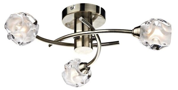 Dar SEA5375 Seattle 3 Light Semi Flush Light in Antique Brass