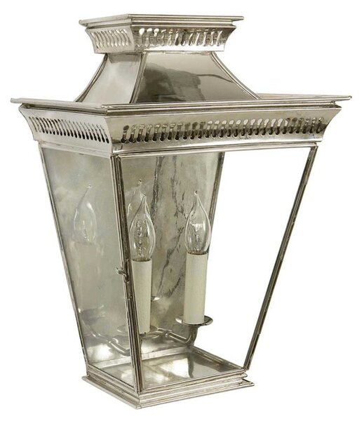 Pagoda N493A Large Solid Brass Nickel Plated Half Wall Lantern