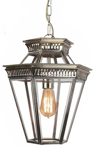 Bevelled Glass N410 Solid Brass Nickel Plated 1 Light Pendant