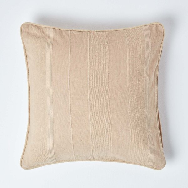 Homescapes Cotton Rajput Ribbed Beige Cushion Cover, 45 x 45 cm