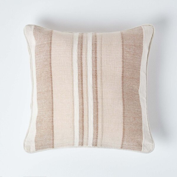 Homescapes Cotton Striped Beige Cushion Cover Morocco , 45 x 45 cm