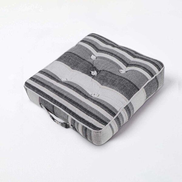 Homescapes Morocco Striped Cotton Floor Cushion Grey