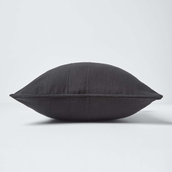 Homescapes Cotton Rajput Ribbed Black Cushion Cover, 45 x 45 cm