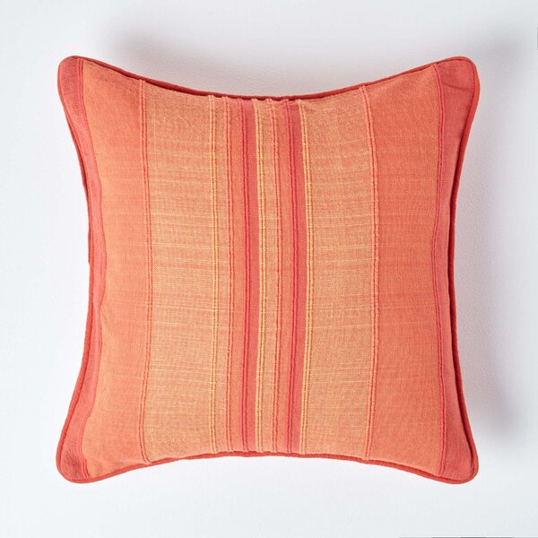 Cotton Striped Terracotta Cushion Cover Morocco , 45 x 45 cm