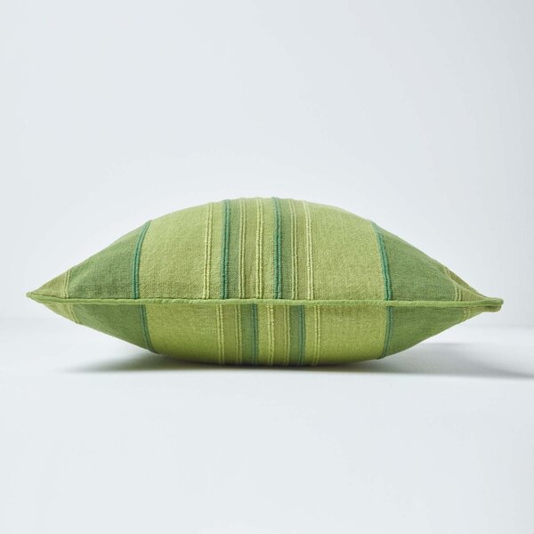 Homescapes Cotton Striped Green Cushion Cover Morocco , 60 x 60 cm